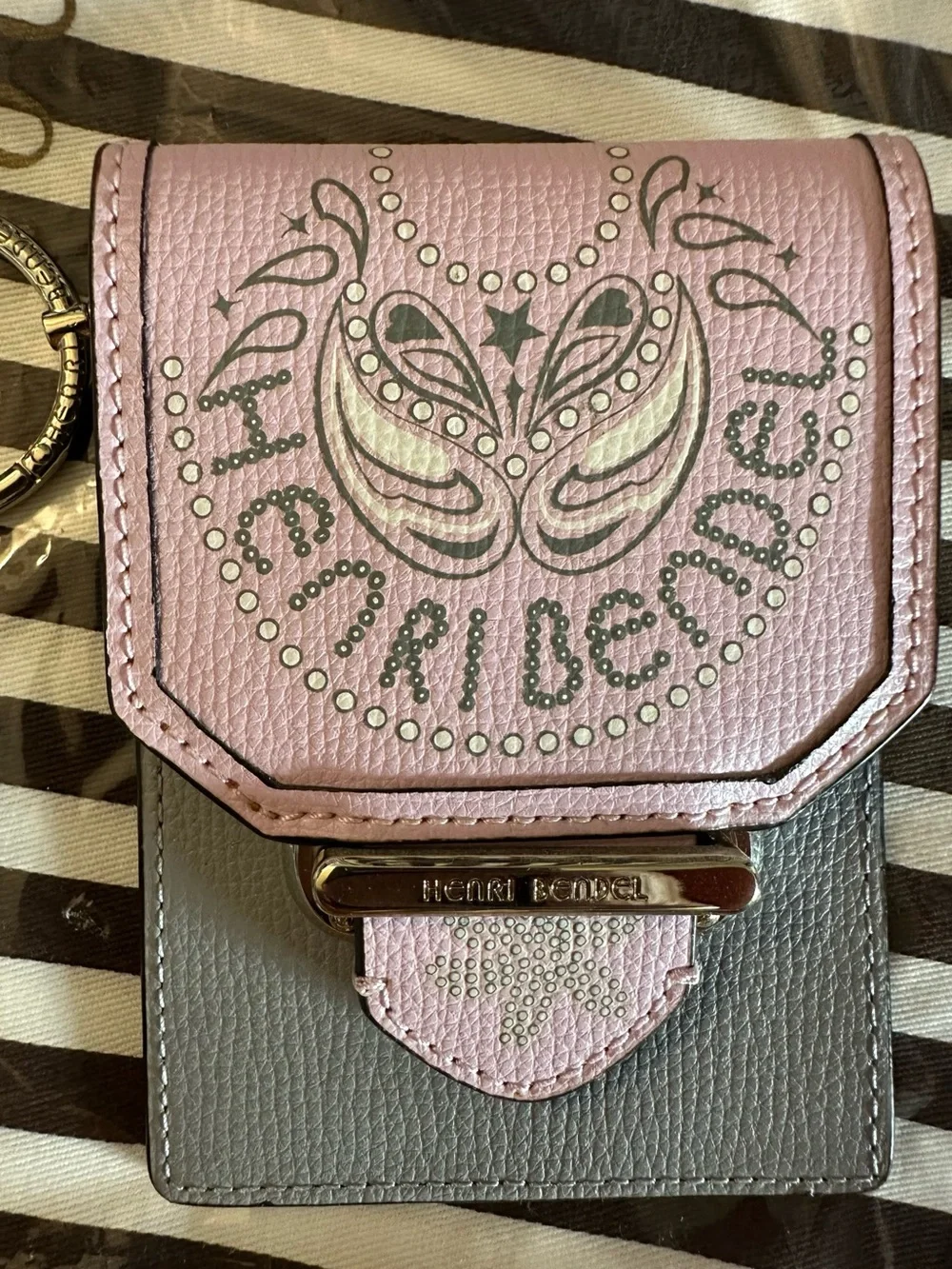 Henri Bendel Bandana Card Case Holder, Light Pink New with Tags